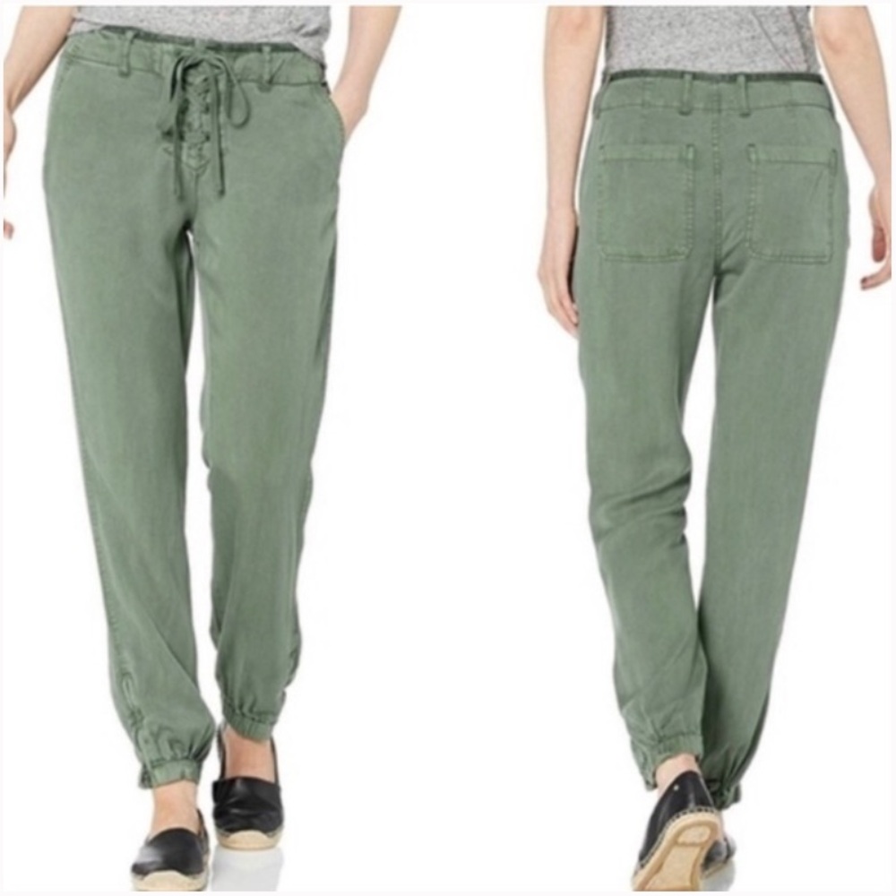 UGG Rosendahl Tencel Army Green Jogger Pants Lace Up Front